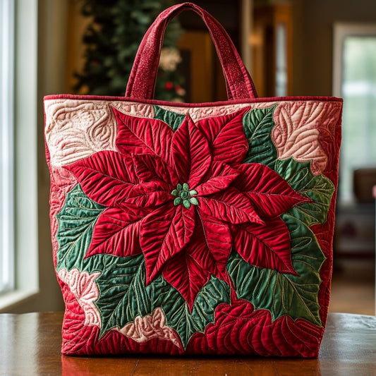 Vibriant Red Petals XR2409002CL Quilted Tote Bag