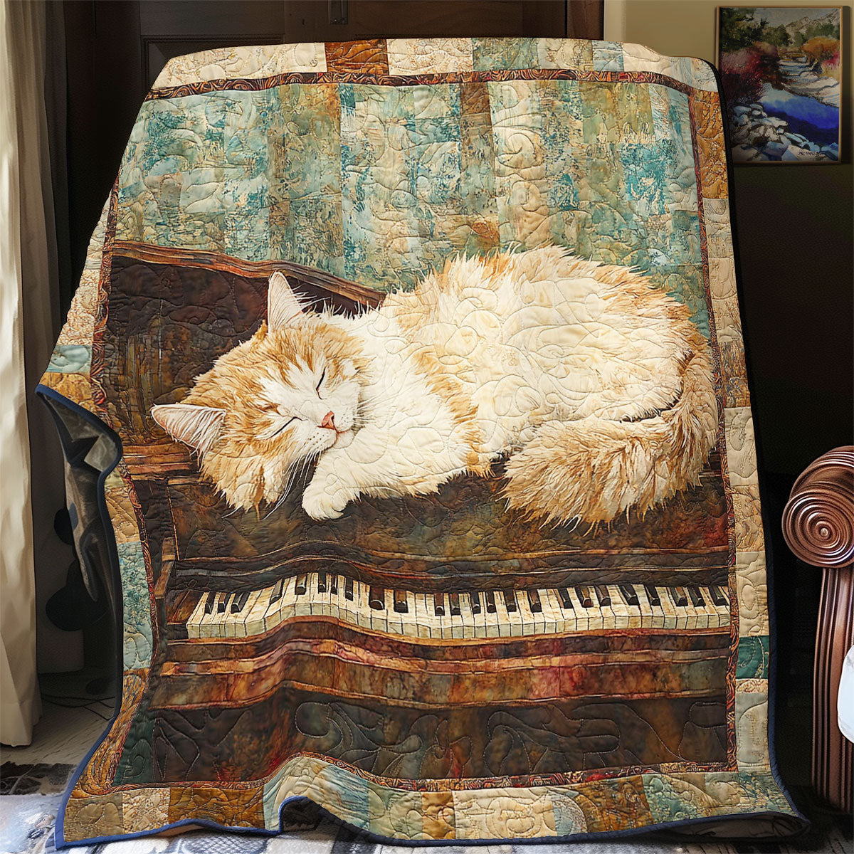 Sleeping Cat In Piano WY1701060CL Quilt