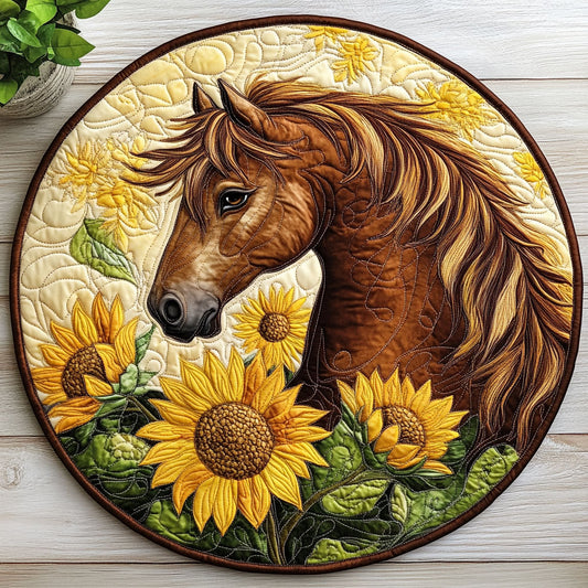 Sunflower Horse CW0907034CL Quilted Round Mat