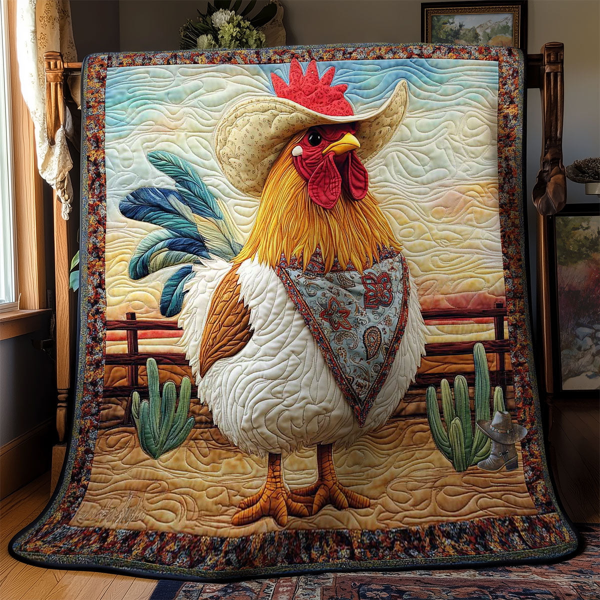 Sunset Chicken Trails WN1812021CL Quilt