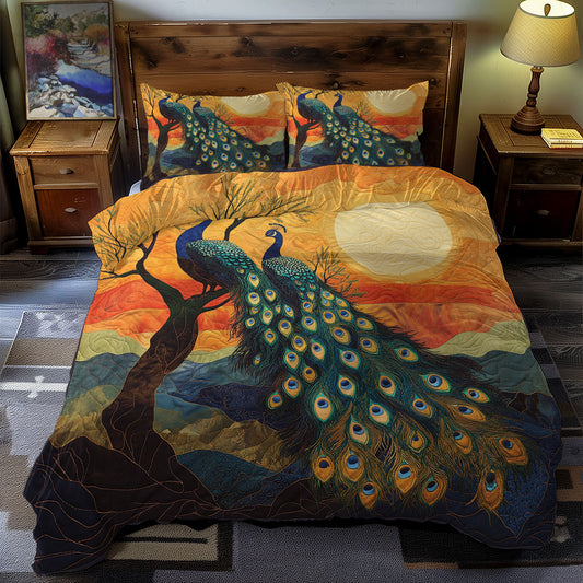 Golden Sunset Peacocks WX1312077CL Duvet Cover Set