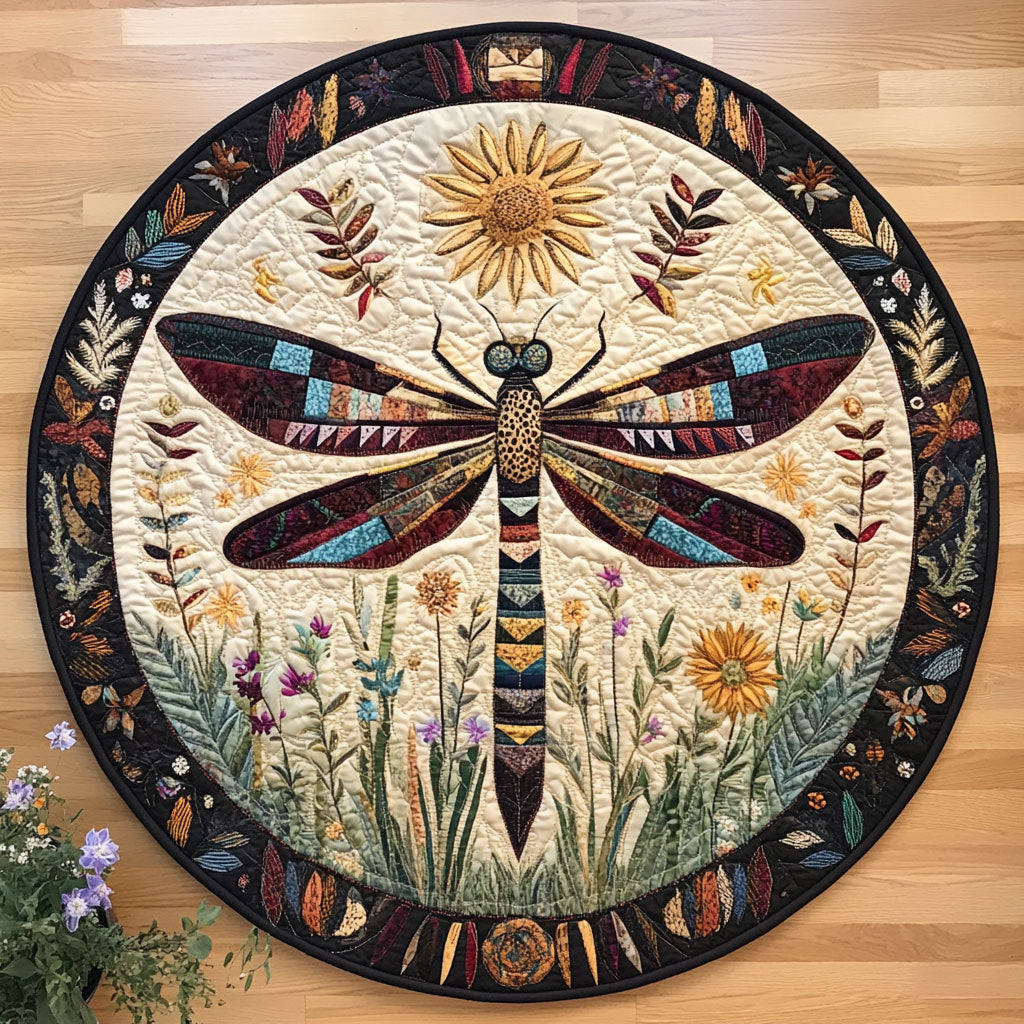 Tribal Dragonfly CW1906048CL Quilted Round Mat