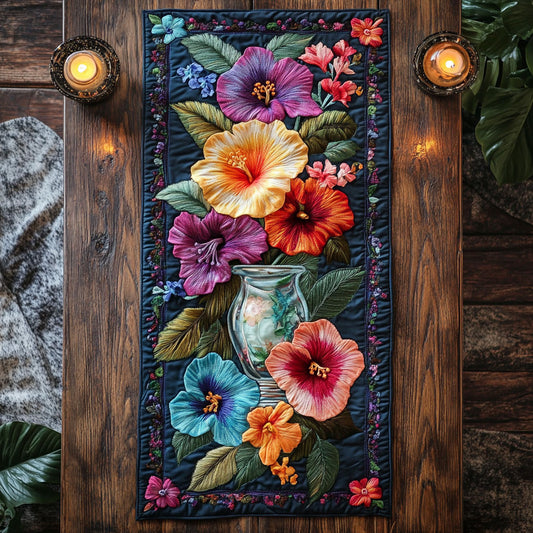 Bold Hibiscus Garden WN1906033CL Quilted Table Runner