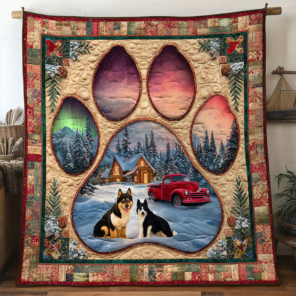 Snowy Trail Husky Paw WN0611098CL Quilt