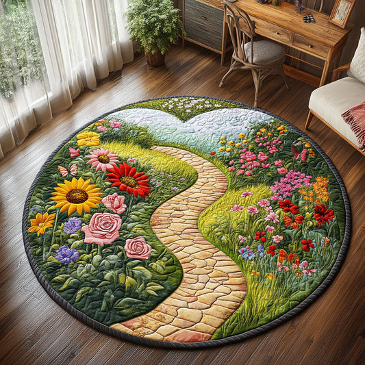Blooming Pathway CW1401068CL Quilted Round Mat