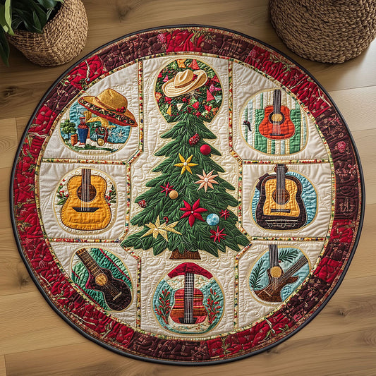 Radiant Christmas Tree WN2608082CL Quilted Round Mat