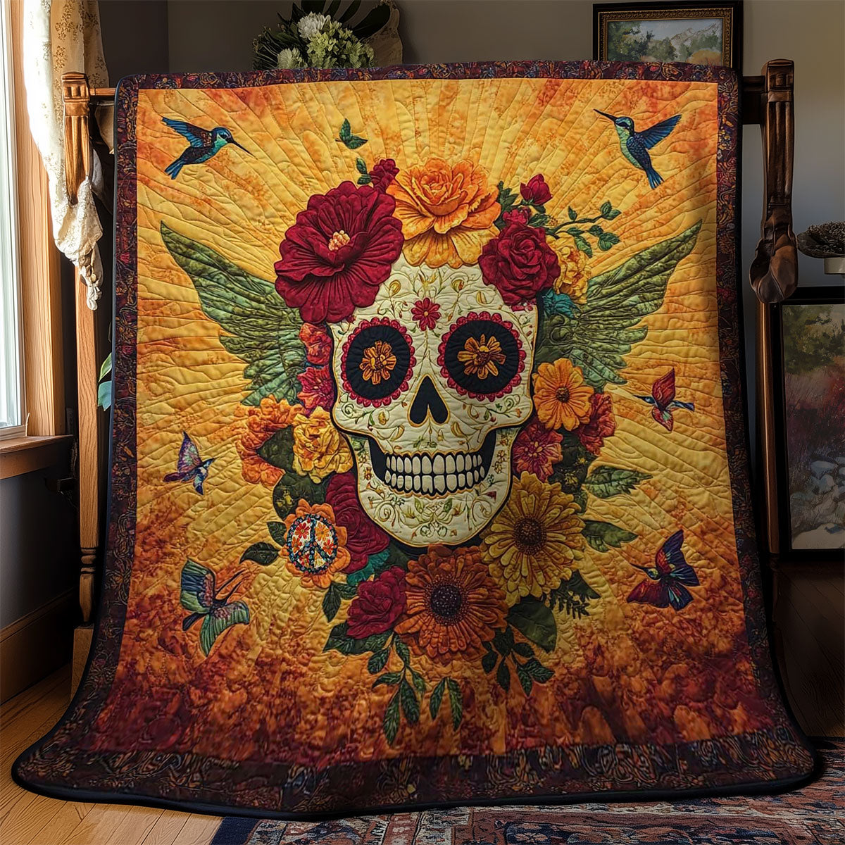 Skull And Hummingbird WN3110069CL Quilt