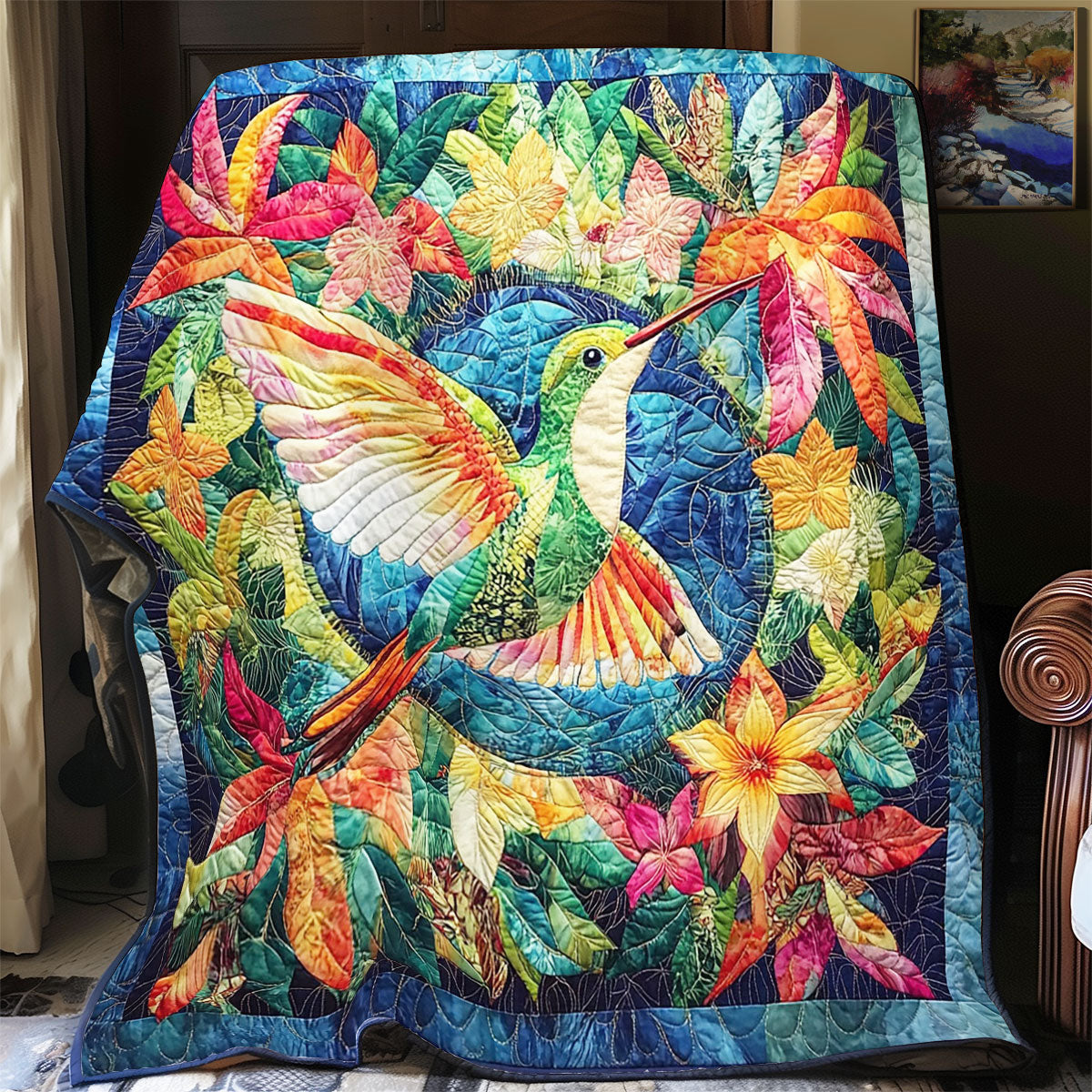 Hummingbird In Colorful Forest WY0602160CL Quilt