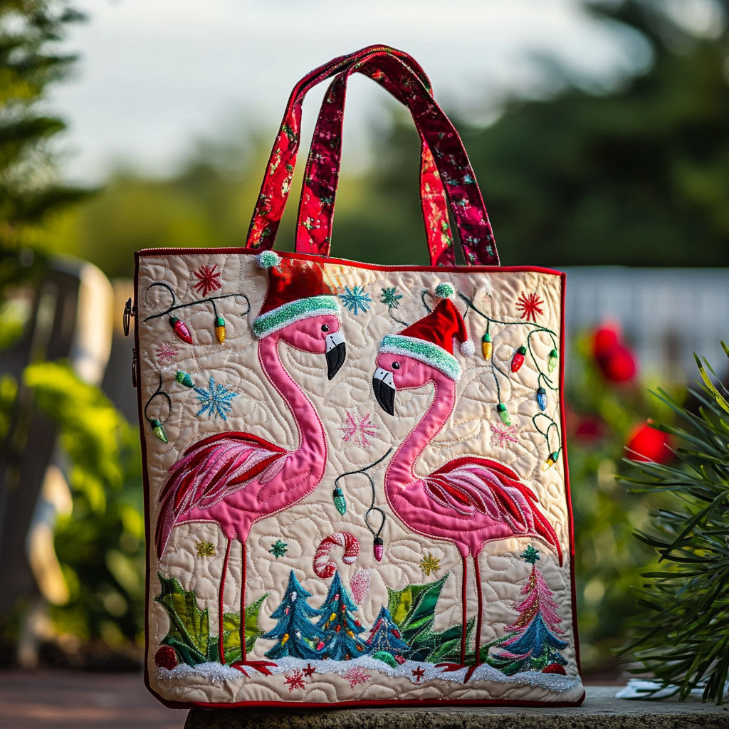 Flamingo Winter Tale WN0210043CL Quilted Tote Bag
