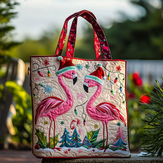 Flamingo Winter Tale WN0210043CL Quilted Tote Bag