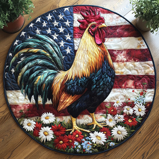 Patriotic Chicken CW0805016CL Quilted Round Mat