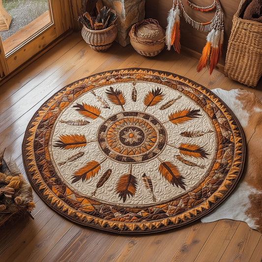 Circle Of Feathers WY0306004CL Quilted Round Mat