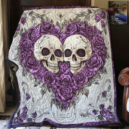 Purple Rose Heart Skull WY2712054CL Quilt