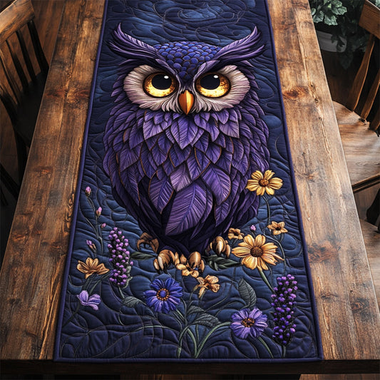 Mystic Purple Owl WY3004020CL Quilted Table Runner
