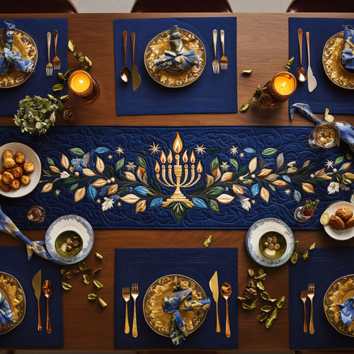 Hanukkah Candle Blessing WN1407016CL Quilted Table Runner