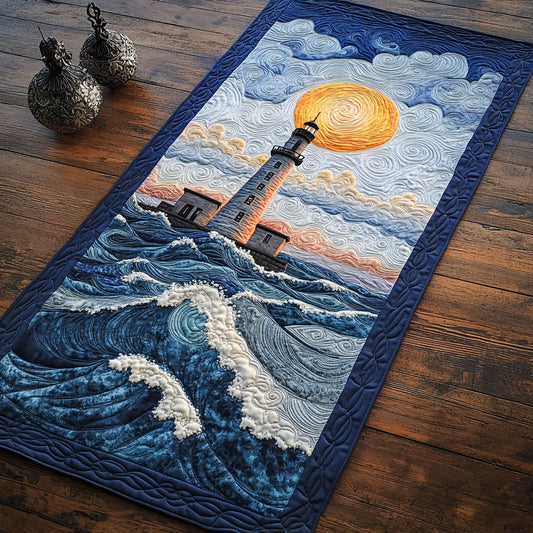 Blue Swirling CP3004036CL Quilted Table Runner