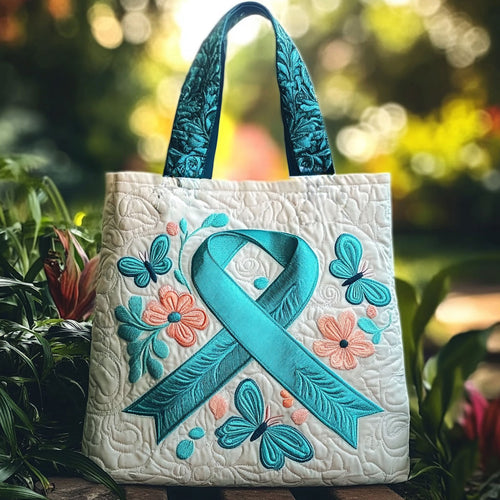 Teal Ribbon Hope WN2909061CL Quilted Tote Bag