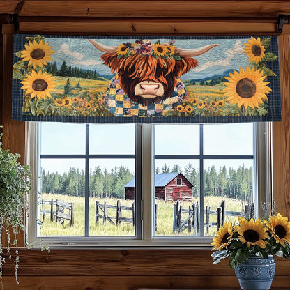 Highland Cow In Bloom WN1707028CL Quilted Valance