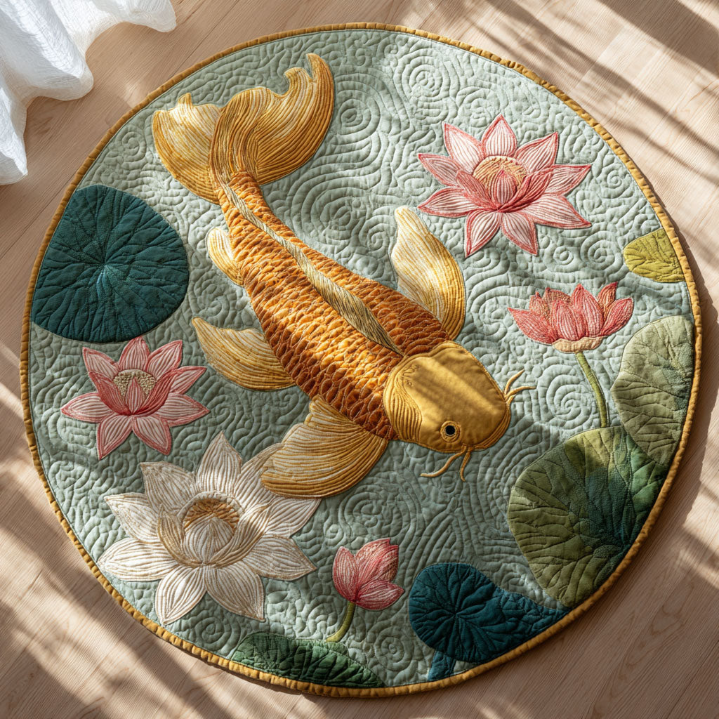 Lucky Golden Koi CW0409007CL Quilted Round Mat