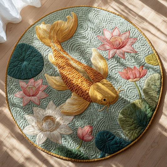 Lucky Golden Koi CW0409007CL Quilted Round Mat
