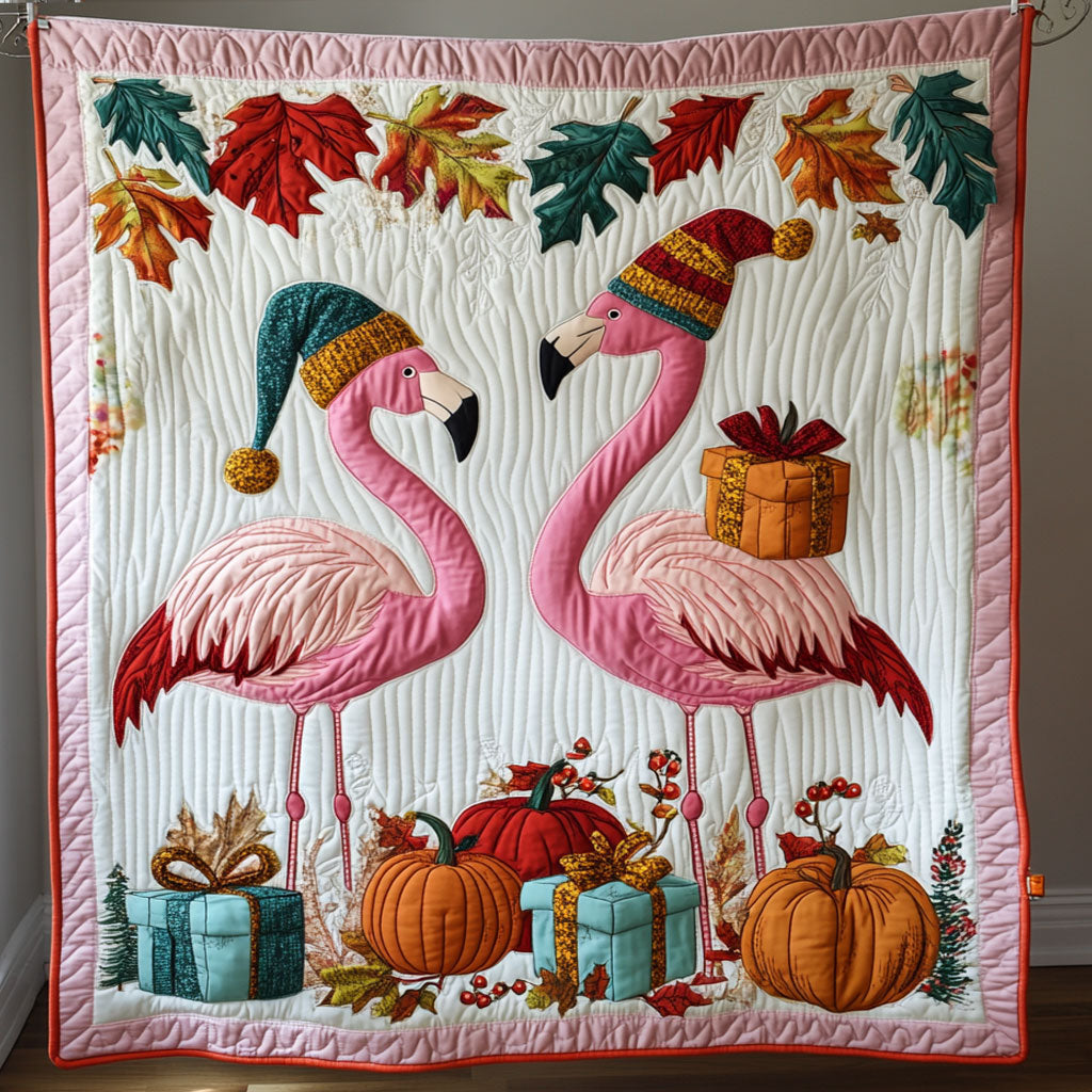 Holiday Flamingos WY2208126CL Quilt