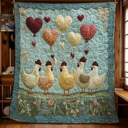 Heart Balloon Chicken WY2201070CL Quilt