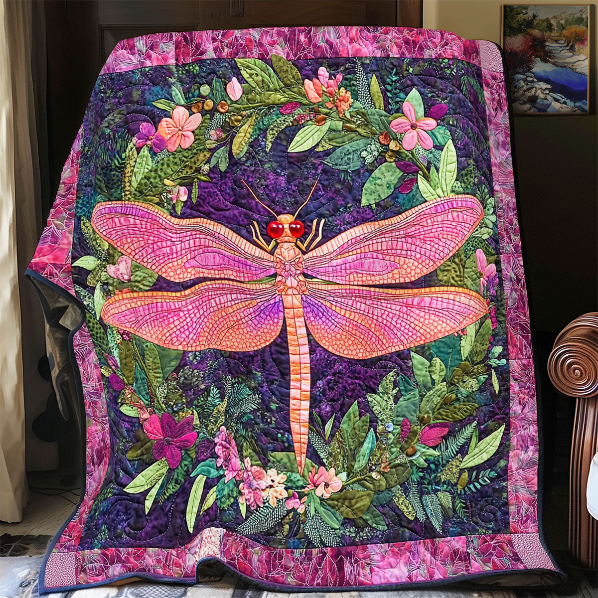 Pink Dragonfly WY0602180CL Quilt