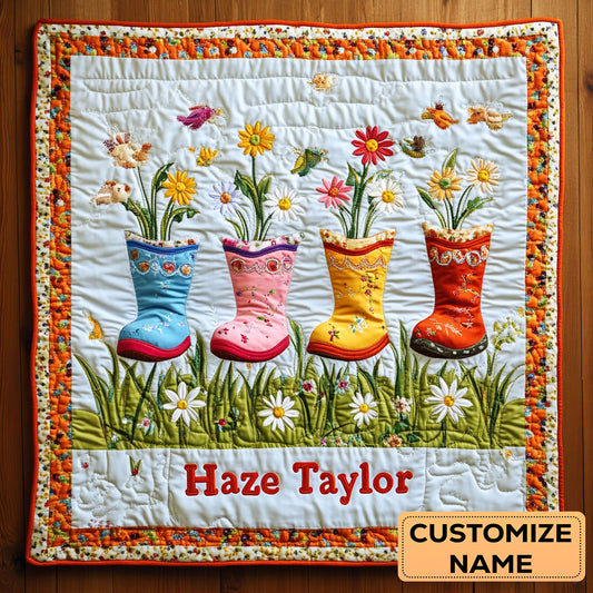 Bloomy Boots WN2407011CL Personalized Baby Quilt