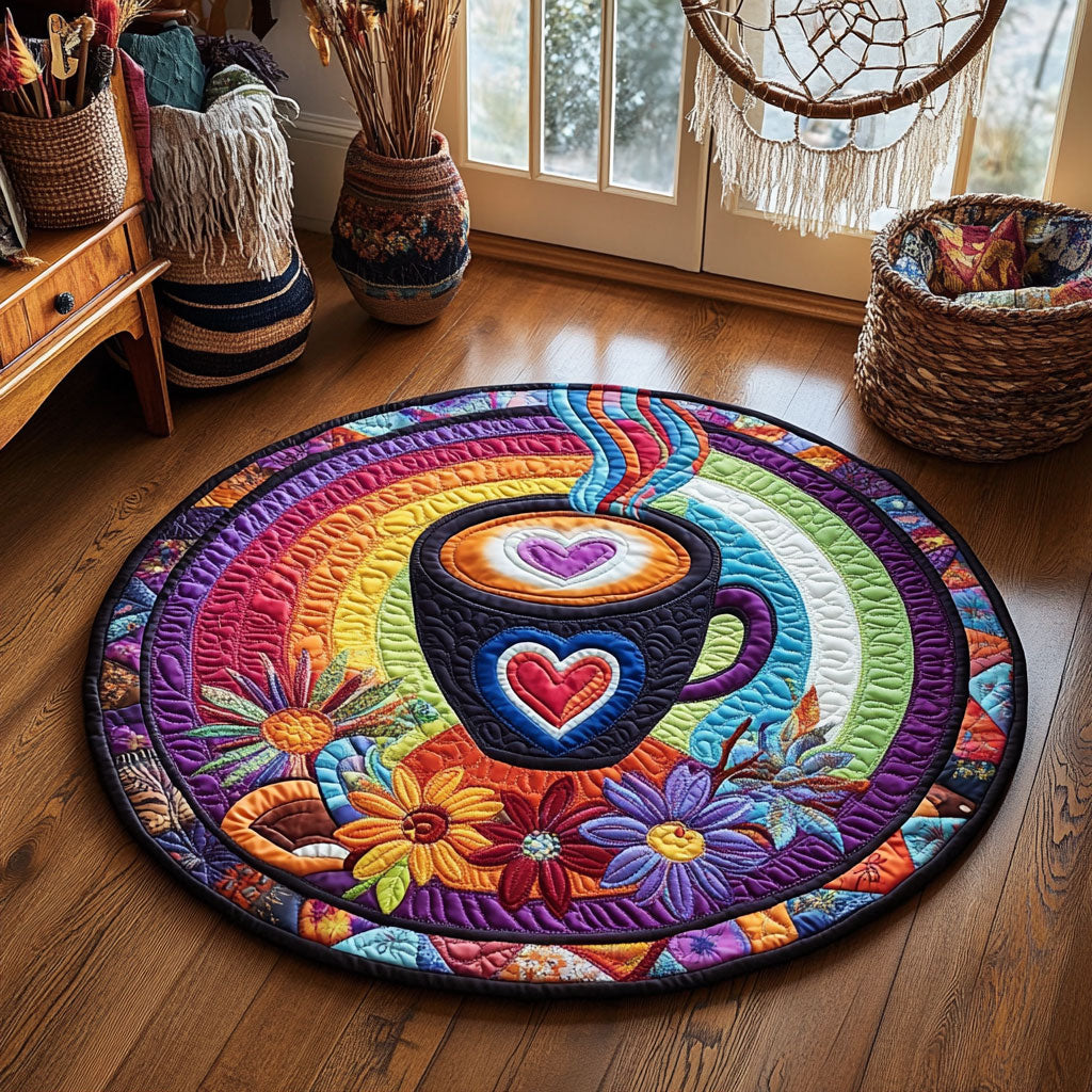 Heart Brew WY0505048CL Quilted Round Mat