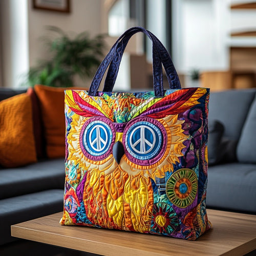 Peace Owl XR2709001CL Quilted Tote Bag