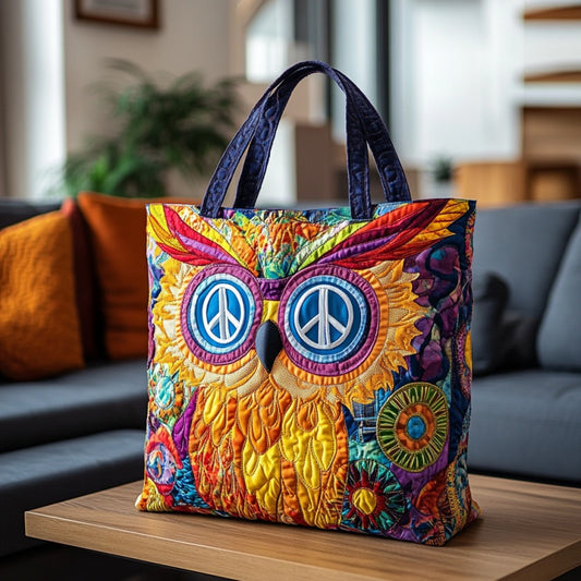 Peace Owl XR2709001CL Quilted Tote Bag