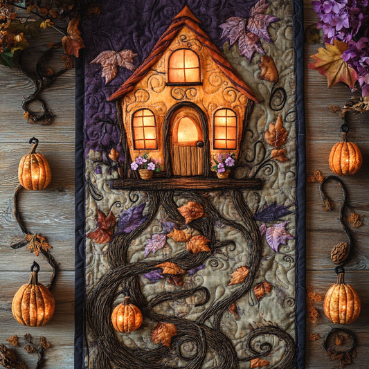 Pumpkin Spell Tree WN1507080CL Quilted Table Runner