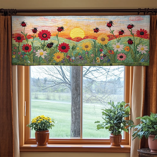Wildflowe Ladybug Meadow WY0406045CL Quilted Valance
