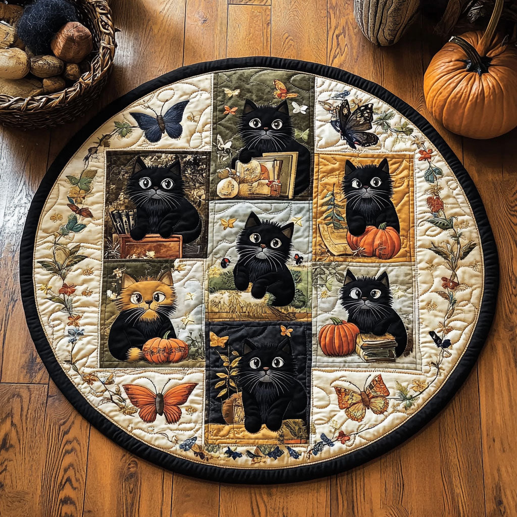 Black Cat WY0608012CL Quilted Round Mat