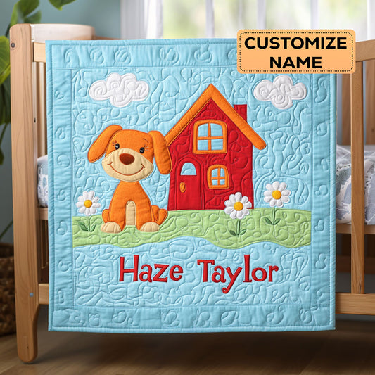 Polka Dot Dog WN2907079CL Personalized Baby Quilt