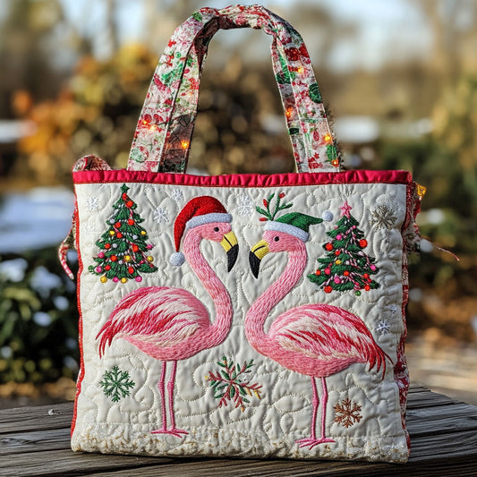Flamingo Holiday Joy WN0210028CL Quilted Tote Bag