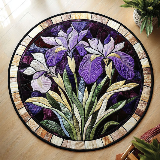Iris Bloom CW0108017CL Quilted Round Mat