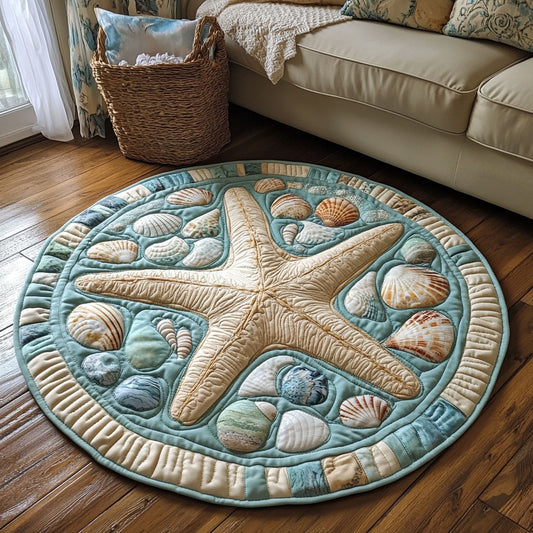 Shoreline Shells CP0909063CL Quilted Round Mat