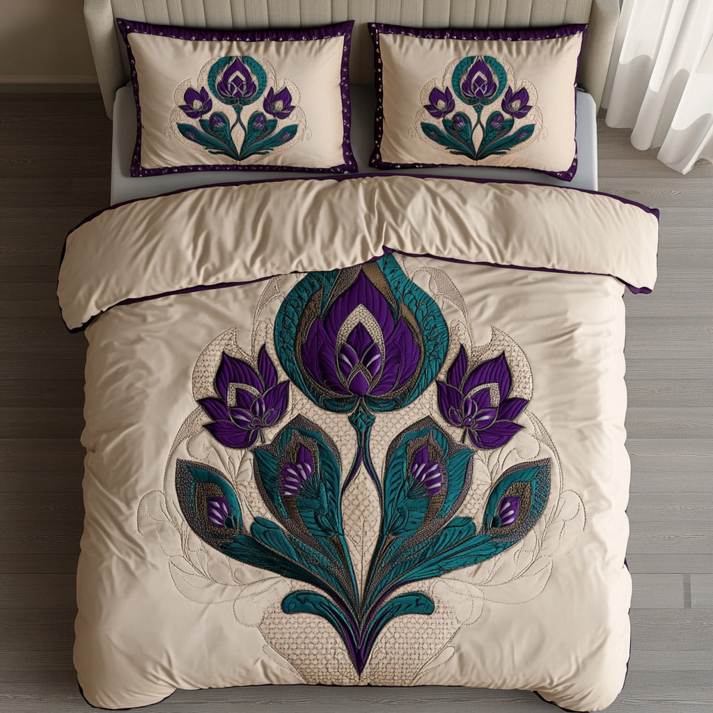 Gorgeous Purple Feather XR2209007CL Duvet Cover Set