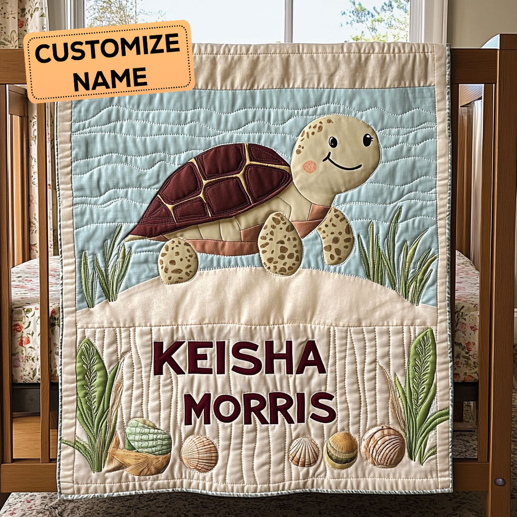 Turtle Tide CP2607012CL Personalized Baby Quilt