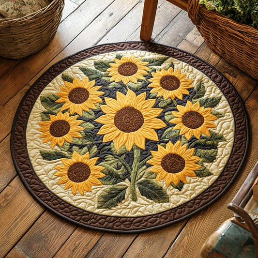 Golden Sunflower WN1903101CL Quilted Round Mat