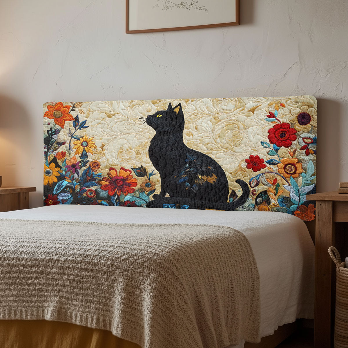 Black Cat Wildflower CW2212002CL Quilted Headboard Slipcover