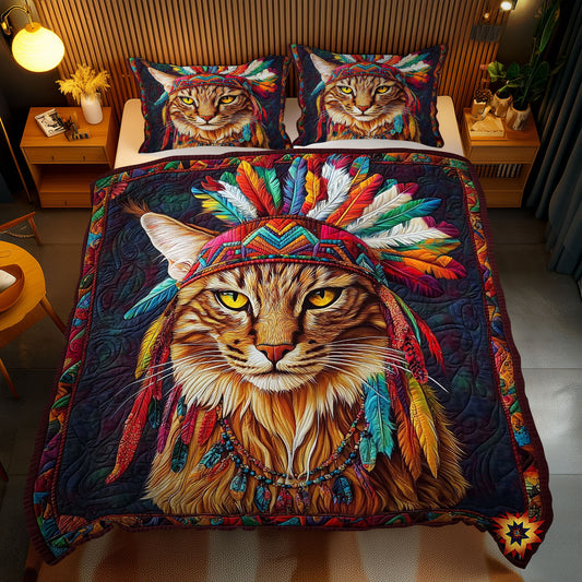 Feather Headdress Cat WY2512042CL Duvet Cover Set