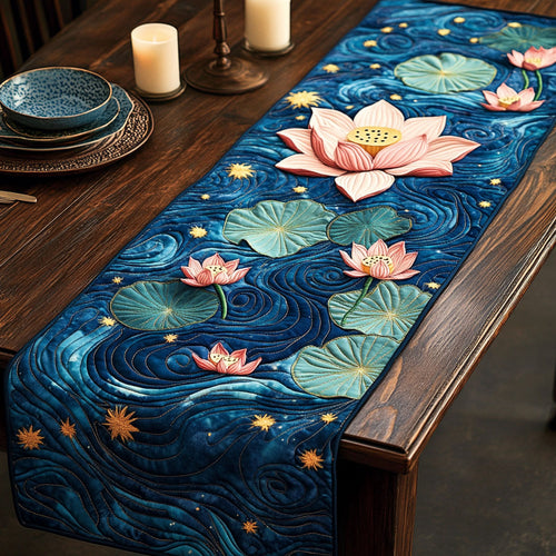 Starlit Lotus Lake CW1206044CL Quilted Table Runner