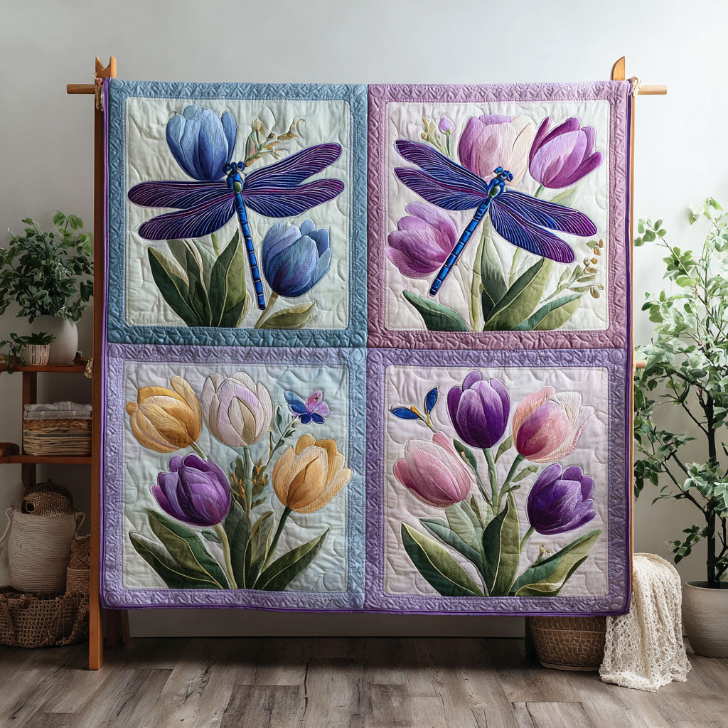 Dragonfly Tulip Charm CW0701036CL Quilt