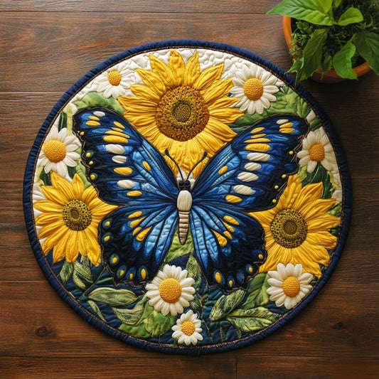 Floral Butterfly CW1007016CL Quilted Round Mat