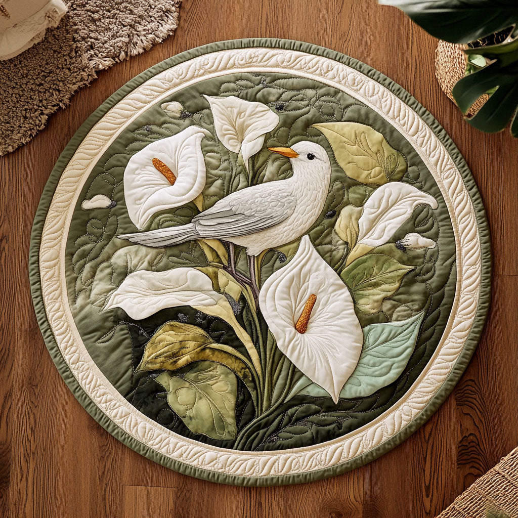 Calla Lily And Bird WY2203027CL Quilted Round Mat