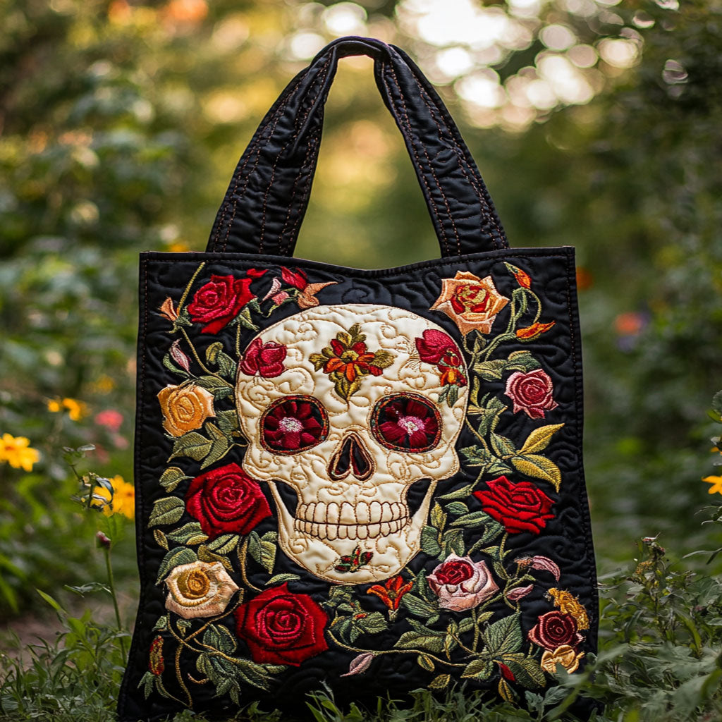 Wildflower Skull WN2509081CL Quilted Tote Bag