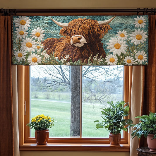 Daisy Highland Cow WX1405014CL Quilted Valance