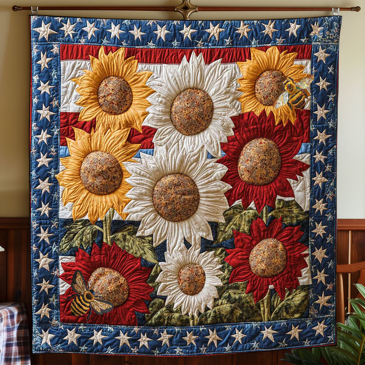 Sunflower Patriotic WP2412015CL Quilt